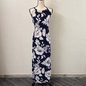 Anne Klein Navy and White Floral Maxi Dress